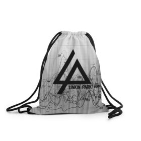Рюкзак-мешок 3D с принтом Linkin Park black&gray 2018 в Санкт-Петербурге, 100% полиэстер | плотность ткани — 200 г/м2, размер — 35 х 45 см; лямки — толстые шнурки, застежка на шнуровке, без карманов и подкладки | 