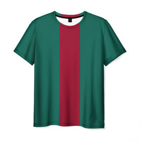 Мужская футболка 3D с принтом Зеленый/бордовый в Санкт-Петербурге, 100% полиэфир | прямой крой, круглый вырез горловины, длина до линии бедер | gucci | гучи | гуччи | полосы