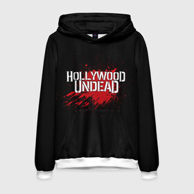 Мужская толстовка 3D с принтом Hollywood Undead в Санкт-Петербурге, 100% полиэстер | двухслойный капюшон со шнурком для регулировки, мягкие манжеты на рукавах и по низу толстовки, спереди карман-кенгуру с мягким внутренним слоем. | band | blood | hollywood undead | metal | music | rock | атрибутика | группа | кровь | метал | музыка | рок