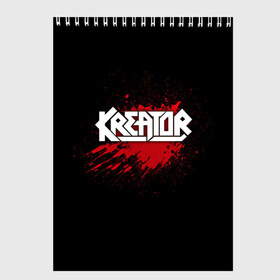 Скетчбук с принтом Kreator в Санкт-Петербурге, 100% бумага
 | 48 листов, плотность листов — 100 г/м2, плотность картонной обложки — 250 г/м2. Листы скреплены сверху удобной пружинной спиралью | Тематика изображения на принте: band | blood | kreator | metal | music | rock | атрибутика | группа | кровь | метал | музыка | рок