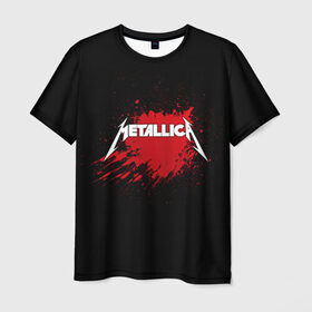 Мужская футболка 3D с принтом Metallica в Санкт-Петербурге, 100% полиэфир | прямой крой, круглый вырез горловины, длина до линии бедер | Тематика изображения на принте: band | blood | metal | metallica | music | rock | атрибутика | группа | кровь | метал | музыка | рок