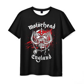 Мужская футболка 3D с принтом Motorhead в Санкт-Петербурге, 100% полиэфир | прямой крой, круглый вырез горловины, длина до линии бедер | band | blood | metal | motorhead | music | rock | атрибутика | группа | кровь | метал | музыка | рок