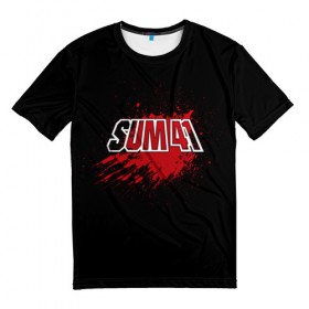 Мужская футболка 3D с принтом Sum 41 в Санкт-Петербурге, 100% полиэфир | прямой крой, круглый вырез горловины, длина до линии бедер | Тематика изображения на принте: band | blood | metal | music | rock | sum 41 | атрибутика | группа | кровь | метал | музыка | рок