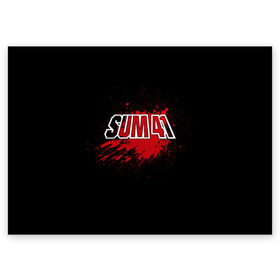 Поздравительная открытка с принтом Sum 41 в Санкт-Петербурге, 100% бумага | плотность бумаги 280 г/м2, матовая, на обратной стороне линовка и место для марки
 | Тематика изображения на принте: band | blood | metal | music | rock | sum 41 | атрибутика | группа | кровь | метал | музыка | рок