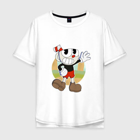Мужская футболка хлопок Oversize с принтом Cuphead в Санкт-Петербурге, 100% хлопок | свободный крой, круглый ворот, “спинка” длиннее передней части | cuphead | капхед | капхэд