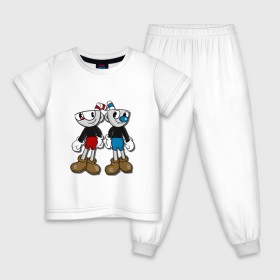 Детская пижама хлопок с принтом Cuphead/Mugman в Санкт-Петербурге, 100% хлопок |  брюки и футболка прямого кроя, без карманов, на брюках мягкая резинка на поясе и по низу штанин
 | капхед | капхэд | магмен | магмэн | мугмен