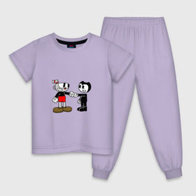 Детская пижама хлопок с принтом Cuphead/Bendy в Санкт-Петербурге, 100% хлопок |  брюки и футболка прямого кроя, без карманов, на брюках мягкая резинка на поясе и по низу штанин
 | бенди | бэнди | капхед | капхэд
