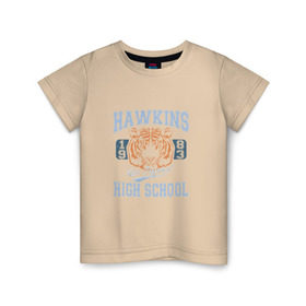 Детская футболка хлопок с принтом Stranger Things Hawkins в Санкт-Петербурге, 100% хлопок | круглый вырез горловины, полуприлегающий силуэт, длина до линии бедер | hawkins | stranger things | очень странные дела