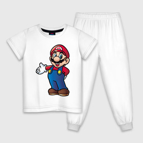 Детская пижама хлопок с принтом Mario в Санкт-Петербурге, 100% хлопок |  брюки и футболка прямого кроя, без карманов, на брюках мягкая резинка на поясе и по низу штанин
 | nintendo | марио | нинтендо