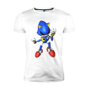 Мужская футболка премиум с принтом Metal Sonic в Санкт-Петербурге, 92% хлопок, 8% лайкра | приталенный силуэт, круглый вырез ворота, длина до линии бедра, короткий рукав | метал соник | металл соник