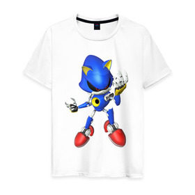 Мужская футболка хлопок с принтом Metal Sonic в Санкт-Петербурге, 100% хлопок | прямой крой, круглый вырез горловины, длина до линии бедер, слегка спущенное плечо. | метал соник | металл соник