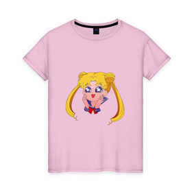Женская футболка хлопок с принтом Sailor Moon в Санкт-Петербурге, 100% хлопок | прямой крой, круглый вырез горловины, длина до линии бедер, слегка спущенное плечо | sailor moon | sailormoon | сейлор мун | сейлормун