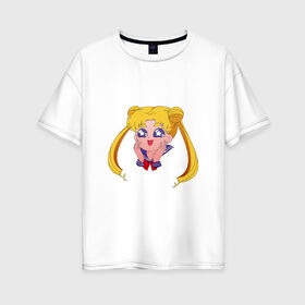 Женская футболка хлопок Oversize с принтом Sailor Moon в Санкт-Петербурге, 100% хлопок | свободный крой, круглый ворот, спущенный рукав, длина до линии бедер
 | sailor moon | sailormoon | сейлор мун | сейлормун