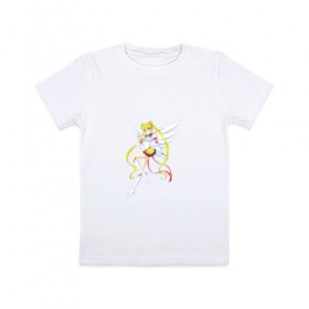 Детская футболка хлопок с принтом Sailor Moon в Санкт-Петербурге, 100% хлопок | круглый вырез горловины, полуприлегающий силуэт, длина до линии бедер | sailor moon | sailormoon | сейлор мун | сейлормун
