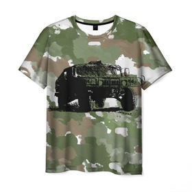 Мужская футболка 3D с принтом Jeep в Санкт-Петербурге, 100% полиэфир | прямой крой, круглый вырез горловины, длина до линии бедер | 23 февраля | hummer | jeep | авто | армейская | армия | внедорожник | военная | джип | камуфляж | милитари | россия | хамер