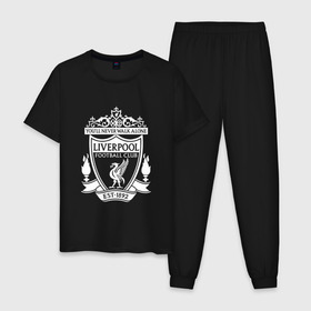 Мужская пижама хлопок с принтом Liverpool FC в Санкт-Петербурге, 100% хлопок | брюки и футболка прямого кроя, без карманов, на брюках мягкая резинка на поясе и по низу штанин
 | Тематика изображения на принте: england | football | liverpool fc | logo | sport | англия | ливерпуль | лига | лого | спорт | фк | футбол | футбольный клуб | эмблема