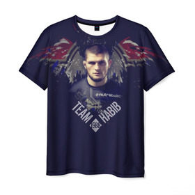 Мужская футболка 3D с принтом Хабиб Нурмагомедов в Санкт-Петербурге, 100% полиэфир | прямой крой, круглый вырез горловины, длина до линии бедер | ufc | хабиб нурмагомедов