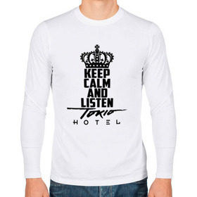 Мужской лонгслив хлопок с принтом Keep calm and listen Tokio Hotel в Санкт-Петербурге, 100% хлопок |  | hotel | island | tokio | tokio hotel | альтернативный | билл каулитц | георг листинг | группа | густав шефер | отель | пауэр | поп | рок | синти | синтипоп | токийский | токио | том каулитц | хотель