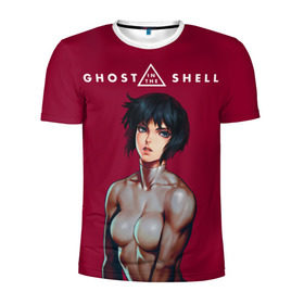 Мужская футболка 3D спортивная с принтом Ghost in the shell в Санкт-Петербурге, 100% полиэстер с улучшенными характеристиками | приталенный силуэт, круглая горловина, широкие плечи, сужается к линии бедра | Тематика изображения на принте: 