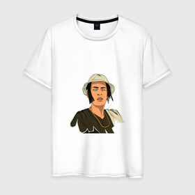 Мужская футболка хлопок с принтом Kizaru в Санкт-Петербурге, 100% хлопок | прямой крой, круглый вырез горловины, длина до линии бедер, слегка спущенное плечо. | kizaru | yan kee | барселона | кизару | рэпер | ян кии