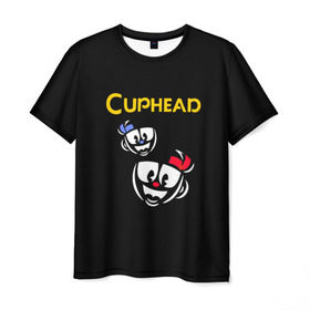 Мужская футболка 3D с принтом Cuphead в Санкт-Петербурге, 100% полиэфир | прямой крой, круглый вырез горловины, длина до линии бедер | 