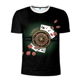 Мужская футболка 3D спортивная с принтом Покер Старс в Санкт-Петербурге, 100% полиэстер с улучшенными характеристиками | приталенный силуэт, круглая горловина, широкие плечи, сужается к линии бедра | игра | казино | каре | карты | роял | сет | стрит | туз | удача | флеш | фул | хаус