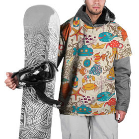 Накидка на куртку 3D с принтом Морские обитатели в Санкт-Петербурге, 100% полиэстер |  | кальмар | кит | краб | море | океан | рак | река | рыба | улитка