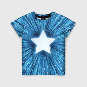Детская футболка 3D с принтом Звезда в Санкт-Петербурге, 100% гипоаллергенный полиэфир | прямой крой, круглый вырез горловины, длина до линии бедер, чуть спущенное плечо, ткань немного тянется | Тематика изображения на принте: взрыв | звезда | звездочка | космос | огонёк | свет