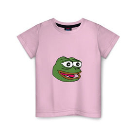 Детская футболка хлопок с принтом Pepe frog в Санкт-Петербурге, 100% хлопок | круглый вырез горловины, полуприлегающий силуэт, длина до линии бедер | meme pepe мем прикол лягушка