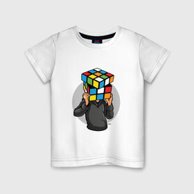 Детская футболка хлопок с принтом ГОЛОВОЛОМКА в Санкт-Петербурге, 100% хлопок | круглый вырез горловины, полуприлегающий силуэт, длина до линии бедер | голова | кубик рубика