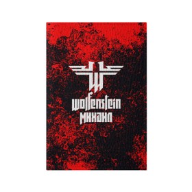 Обложка для паспорта матовая кожа с принтом Михаил в стиле Wolfenstein в Санкт-Петербурге, натуральная матовая кожа | размер 19,3 х 13,7 см; прозрачные пластиковые крепления | 