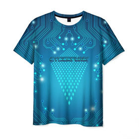 Мужская футболка 3D с принтом Cyberpunk в Санкт-Петербурге, 100% полиэфир | прямой крой, круглый вырез горловины, длина до линии бедер | киберпанк | линии | схема