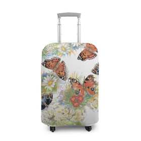 Чехол для чемодана 3D с принтом Мир бабочек в Санкт-Петербурге, 86% полиэфир, 14% спандекс | двустороннее нанесение принта, прорези для ручек и колес | бабочки | цветы