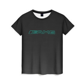 Женская футболка 3D с принтом AMG Turquoise-Carbon в Санкт-Петербурге, 100% полиэфир ( синтетическое хлопкоподобное полотно) | прямой крой, круглый вырез горловины, длина до линии бедер | amg | auto | black | carbon | mercedes | turquoise | авто | амг | мерседес