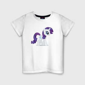 Детская футболка хлопок с принтом My little pony Рарити в Санкт-Петербурге, 100% хлопок | круглый вырез горловины, полуприлегающий силуэт, длина до линии бедер | 