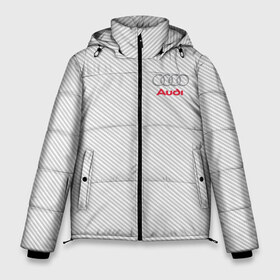 Мужская зимняя куртка 3D с принтом AUDI CARBON в Санкт-Петербурге, верх — 100% полиэстер; подкладка — 100% полиэстер; утеплитель — 100% полиэстер | длина ниже бедра, свободный силуэт Оверсайз. Есть воротник-стойка, отстегивающийся капюшон и ветрозащитная планка. 

Боковые карманы с листочкой на кнопках и внутренний карман на молнии. | Тематика изображения на принте: ауди | марка | машины