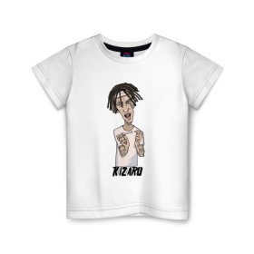 Детская футболка хлопок с принтом KIZARU в Санкт-Петербурге, 100% хлопок | круглый вырез горловины, полуприлегающий силуэт, длина до линии бедер | Тематика изображения на принте: kizaru | rap | кизару | олег нечипоренко | реп