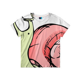 Детская футболка 3D с принтом Гламурная улитка в Санкт-Петербурге, 100% гипоаллергенный полиэфир | прямой крой, круглый вырез горловины, длина до линии бедер, чуть спущенное плечо, ткань немного тянется | Тематика изображения на принте: гламурная | животные | прикольная | улитка