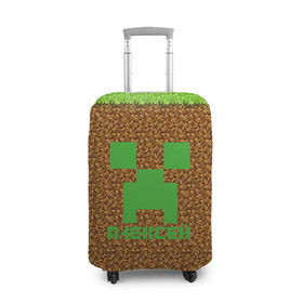 Чехол для чемодана 3D с принтом Алексей-Minecraft в Санкт-Петербурге, 86% полиэфир, 14% спандекс | двустороннее нанесение принта, прорези для ручек и колес | алексей | алеша | крипер | леха | леша | майнкрафт