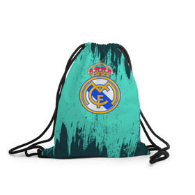 Рюкзак-мешок 3D с принтом Реал Мадрид в Санкт-Петербурге, 100% полиэстер | плотность ткани — 200 г/м2, размер — 35 х 45 см; лямки — толстые шнурки, застежка на шнуровке, без карманов и подкладки | Тематика изображения на принте: cr7 | football | real madrid | реал мадрид | футбол