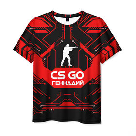 Мужская футболка 3D с принтом Counter Strike-Геннадий в Санкт-Петербурге, 100% полиэфир | прямой крой, круглый вырез горловины, длина до линии бедер | 