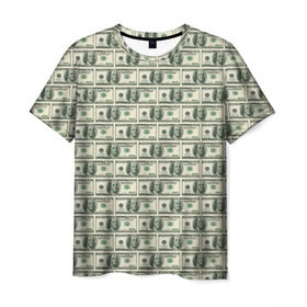 Мужская футболка 3D с принтом Доллары в Санкт-Петербурге, 100% полиэфир | прямой крой, круглый вырез горловины, длина до линии бедер | dollars | money | usa | деньги | доллар | паттерн | сша