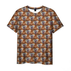 Мужская футболка 3D с принтом Лисоньки фыр фыр в Санкт-Петербурге, 100% полиэфир | прямой крой, круглый вырез горловины, длина до линии бедер | cute | камуфляж | лес | лиса | лисица | лисичка | лисоньки | милитари | милый | охота | с языком | фыр фыр