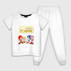 Детская пижама хлопок с принтом Sega Forever в Санкт-Петербурге, 100% хлопок |  брюки и футболка прямого кроя, без карманов, на брюках мягкая резинка на поясе и по низу штанин
 | knuckles | sonic | tails | наклз | сега | соник | тейлз