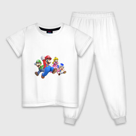 Детская пижама хлопок с принтом Mario Team в Санкт-Петербурге, 100% хлопок |  брюки и футболка прямого кроя, без карманов, на брюках мягкая резинка на поясе и по низу штанин
 | nintendo | марио | нинтендо