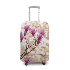 Чехол для чемодана 3D с принтом Сакура в Санкт-Петербурге, 86% полиэфир, 14% спандекс | двустороннее нанесение принта, прорези для ручек и колес | деревья | красота | небо | природа | сакура | цветение | цветы | япония