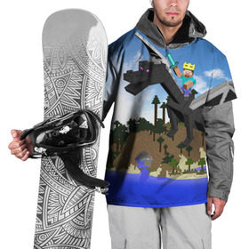 Накидка на куртку 3D с принтом Стив на Эндер Драконе в Санкт-Петербурге, 100% полиэстер |  | minecraft | minekraft | stive | майнкрафт | стив | эндер дракон