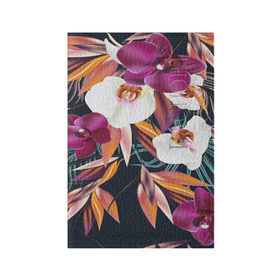 Обложка для паспорта матовая кожа с принтом Орхидея в Санкт-Петербурге, натуральная матовая кожа | размер 19,3 х 13,7 см; прозрачные пластиковые крепления | Тематика изображения на принте: flower | букет | краски | орхидеи | природа | текстуры | тропики | тропический | цветочки | цветы
