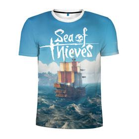 Мужская футболка 3D спортивная с принтом Sea of Thieves в Санкт-Петербурге, 100% полиэстер с улучшенными характеристиками | приталенный силуэт, круглая горловина, широкие плечи, сужается к линии бедра | pirates | sea of thieves | пираты