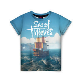 Детская футболка 3D с принтом Sea of Thieves в Санкт-Петербурге, 100% гипоаллергенный полиэфир | прямой крой, круглый вырез горловины, длина до линии бедер, чуть спущенное плечо, ткань немного тянется | pirates | sea of thieves | пираты